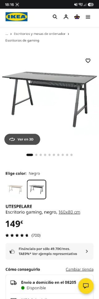 Escritorio gaming IKEA UTESPELARE negro