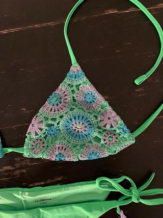 Costume da bagno verde e lilla, taglia seconda