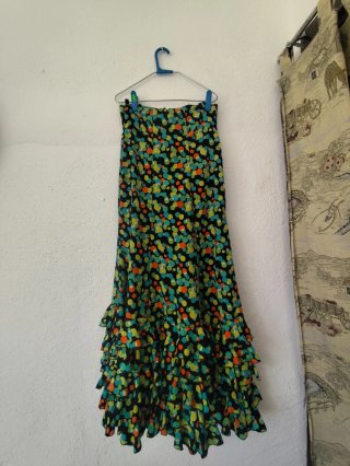 Falda flamenca negra lunares multicolor