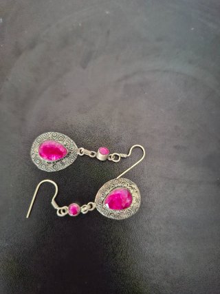 Orecchini vintage argento con rubini