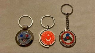 3 official Turkish Customs metal keychain