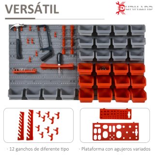 Scaffalatura a Parete per Utensili 44 Pezzi