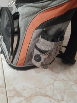 Mochila transportín perro/gato gris/naranja