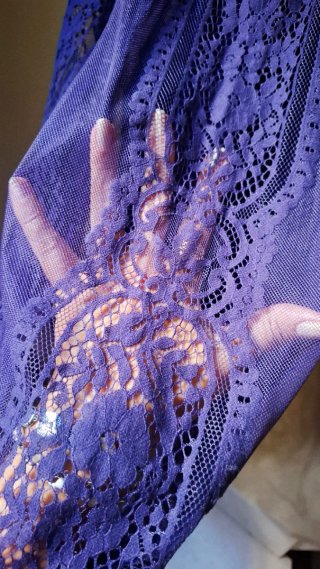 Abito Lungo Viola Pizzo Tg. L Nuovo