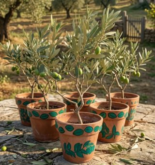 Pianta di ulivo bonsai in vaso terracotta