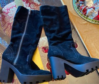 Stivali Calvin Klein Camoscio Nero Tacco Alto