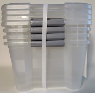 Confezione da 8 scatole in plastica da 15L con coperchio