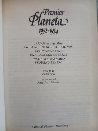 COLECCIÓN PREMIOS PLANETA 1952-1954