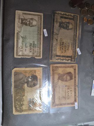 4 Billetes Antiguos Guinea y Mali