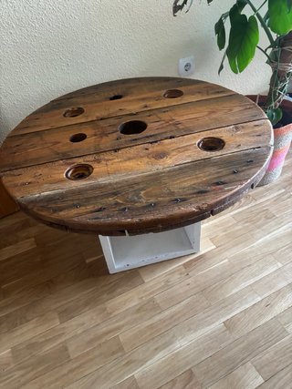 Mesa de centro bobina madera artesanal