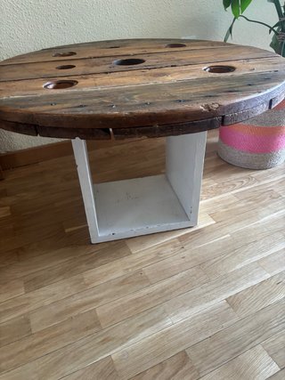 Mesa de centro bobina madera artesanal
