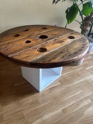 Mesa de centro bobina madera artesanal