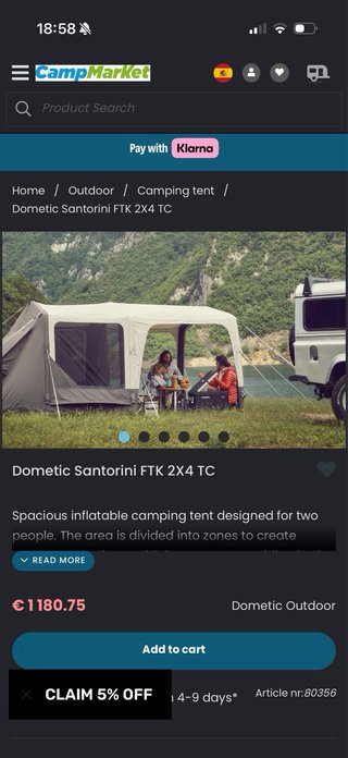 Tienda Dometic Santorini Hinchable 2 plazas