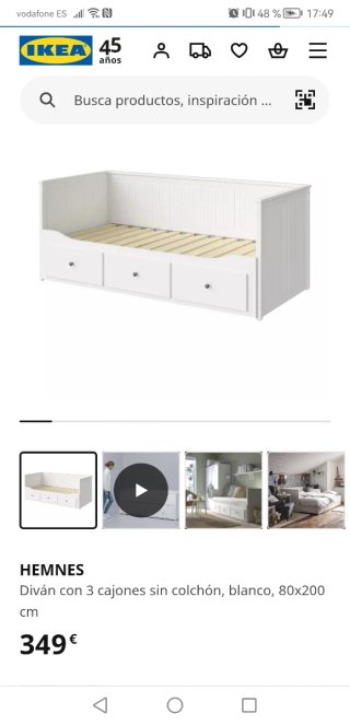Diván HEMNES IKEA con 3 cajones