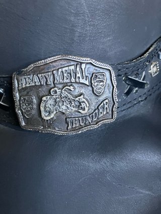 Sombrero Vaquero Cuero Negro Hebilla Motera