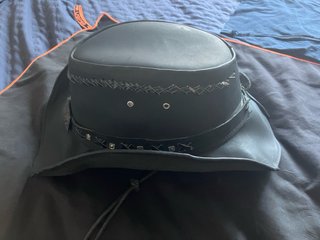Sombrero Vaquero Cuero Negro Hebilla Motera