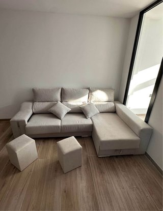 Sofá Chaiselongue  Gris Tela 4 5 plazas