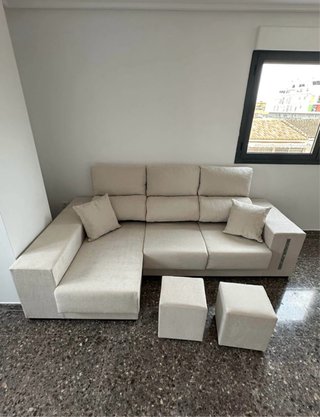 Sofá Chaiselongue  Gris Tela 4 5 plazas