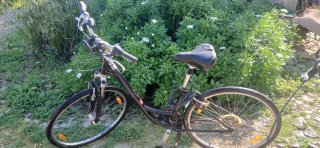 Bicicleta urbana negra y plateada