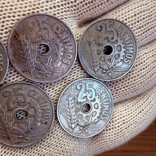 Lote 5 Monedas 25 Céntimos 1934 República Española
