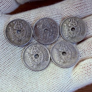 Lote 5 Monedas 25 Céntimos 1934 República Española
