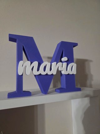 Lettera M con scritta Maria in legno
