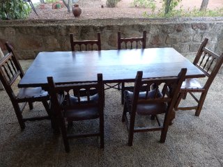 Mesa rústica castellana + 6 sillas