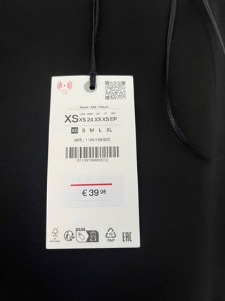 Top Zara manga abullonada negro  Talla/XS