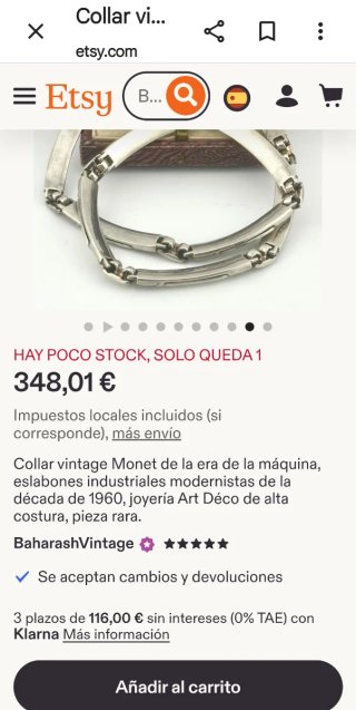 Collar Vintage Monet Plata y Oro