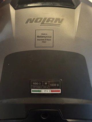 Casco de moto modular gris y azul. NOLAN N90-3.