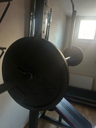 Gimnasio casero: jaula, barra, mancuernas...