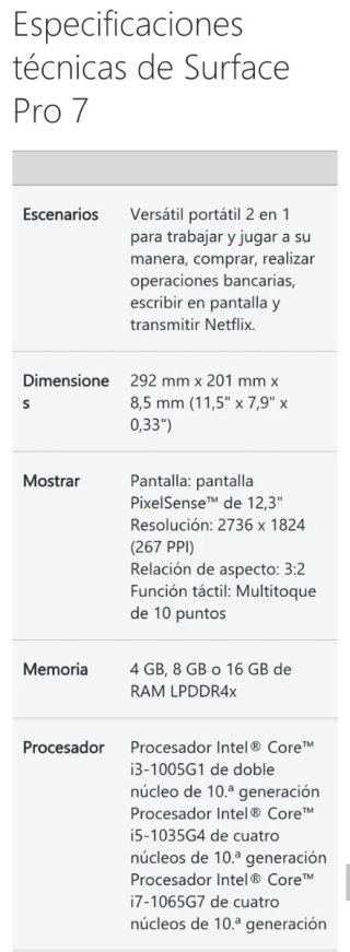 Microsoft Surface Pro 7 i3 128GB