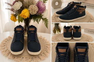 Zapatos botín hombre azul y marrón