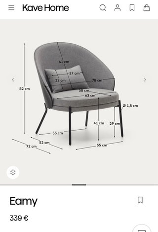 Sillón Kave Home Gris