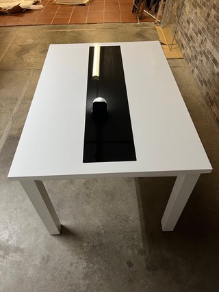 Mesa de comedor/salón extensible blanco brillo
