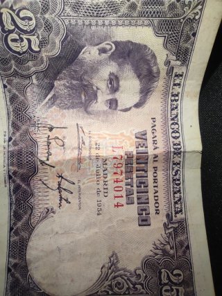 25 Pesetas 1954 Isaac Albéniz Banco España