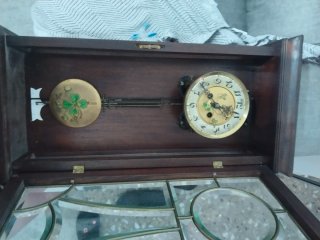 Reloj de Pared Antiguo Madera y Cristal