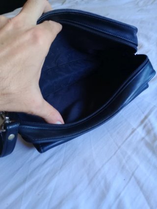 Bolso de mano cuero genuino negro