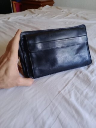 Bolso de mano cuero genuino negro