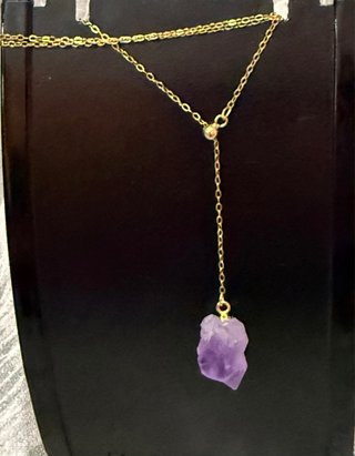 Collar Amatista plata 925 Baño Oro 18k