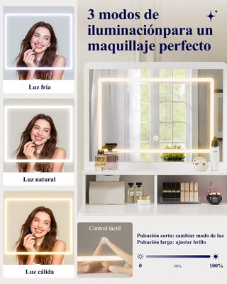 Tocador Maquillaje con Espejo y Luces LED