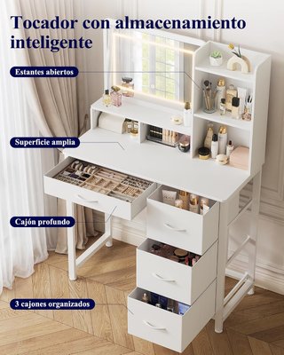 Tocador Maquillaje con Espejo y Luces LED