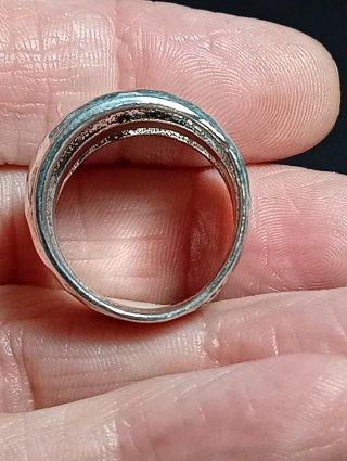 Anillo Plata Ley Diseño Martillado