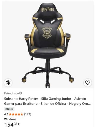 Silla Gaming Harry Potter Hogwarts Negra/Dorada