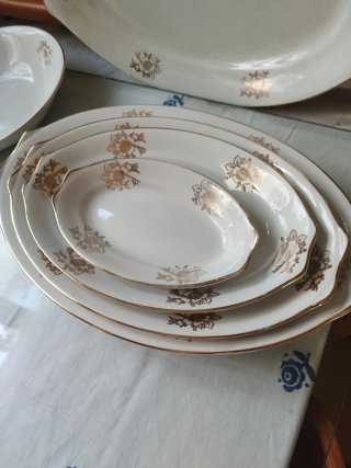 Vajilla porcelana 12 comensales oro