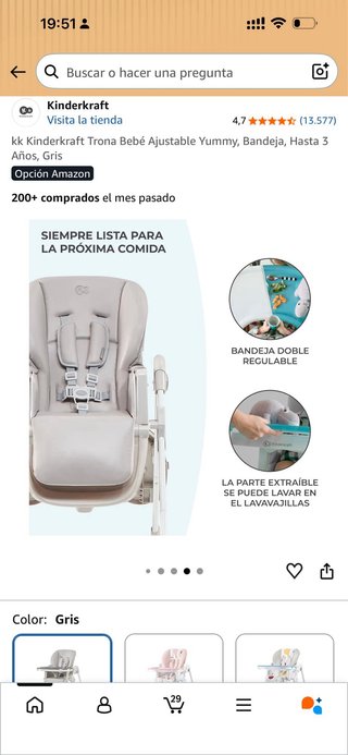 Trona Kinderkraft Yummy Gris