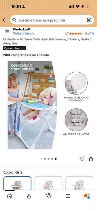 Trona Kinderkraft Yummy Gris