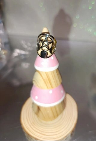 Anillo Acero Plateado Estrella Luna Ajustable 7.5