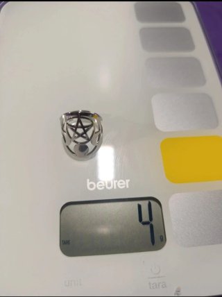 Anillo Acero Plateado Estrella Luna Ajustable 7.5