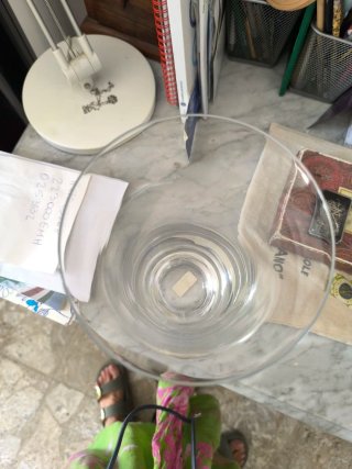 Portafiori in vetro con fiore in argento
